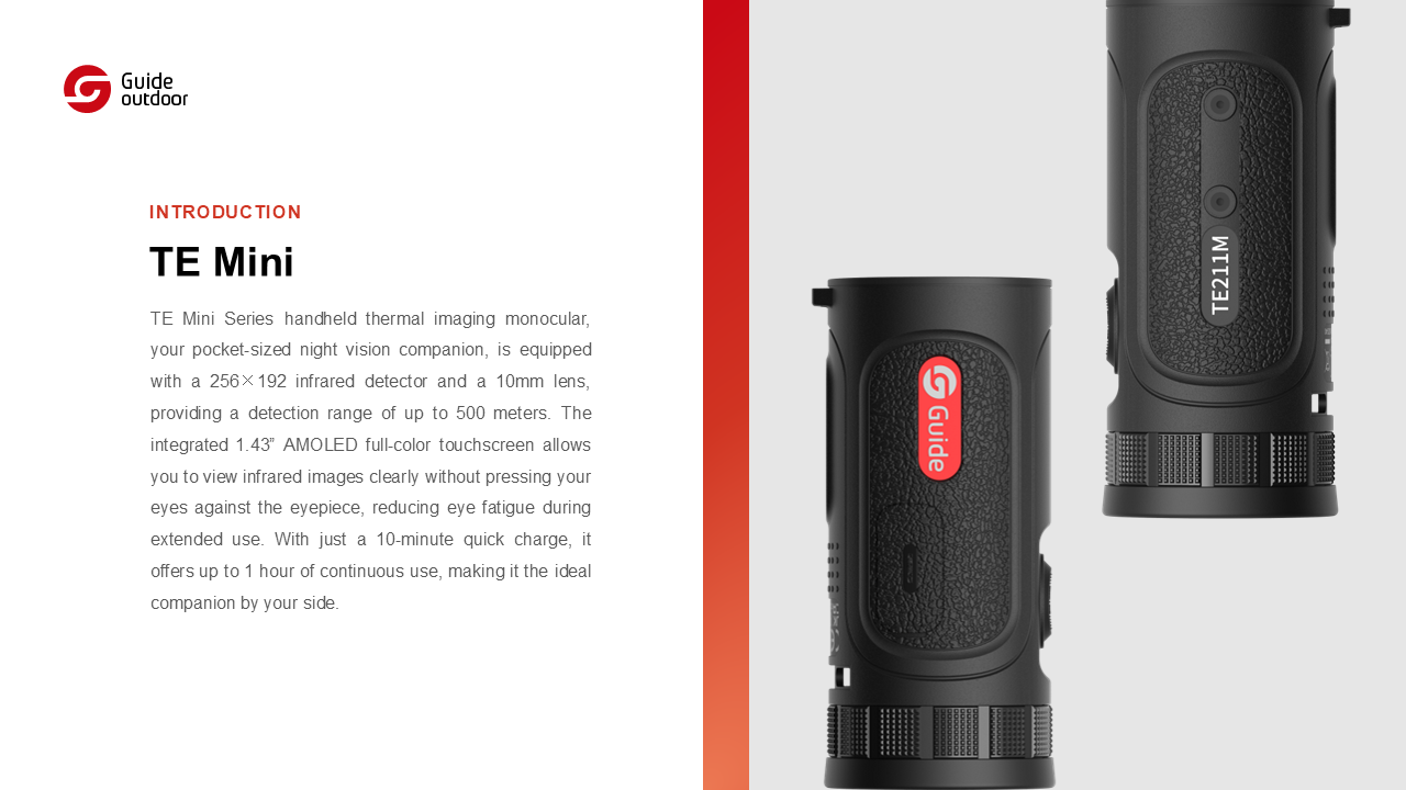TE211 M Thermal Monocular 1.2x 256x192 10mm with Touchscreen