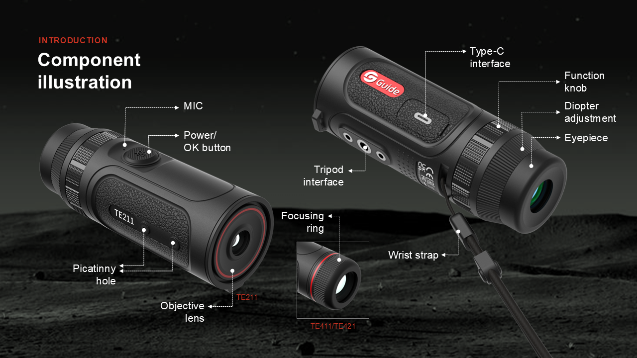 TE421 Thermal Monocular 1.9x 400x300 25mm